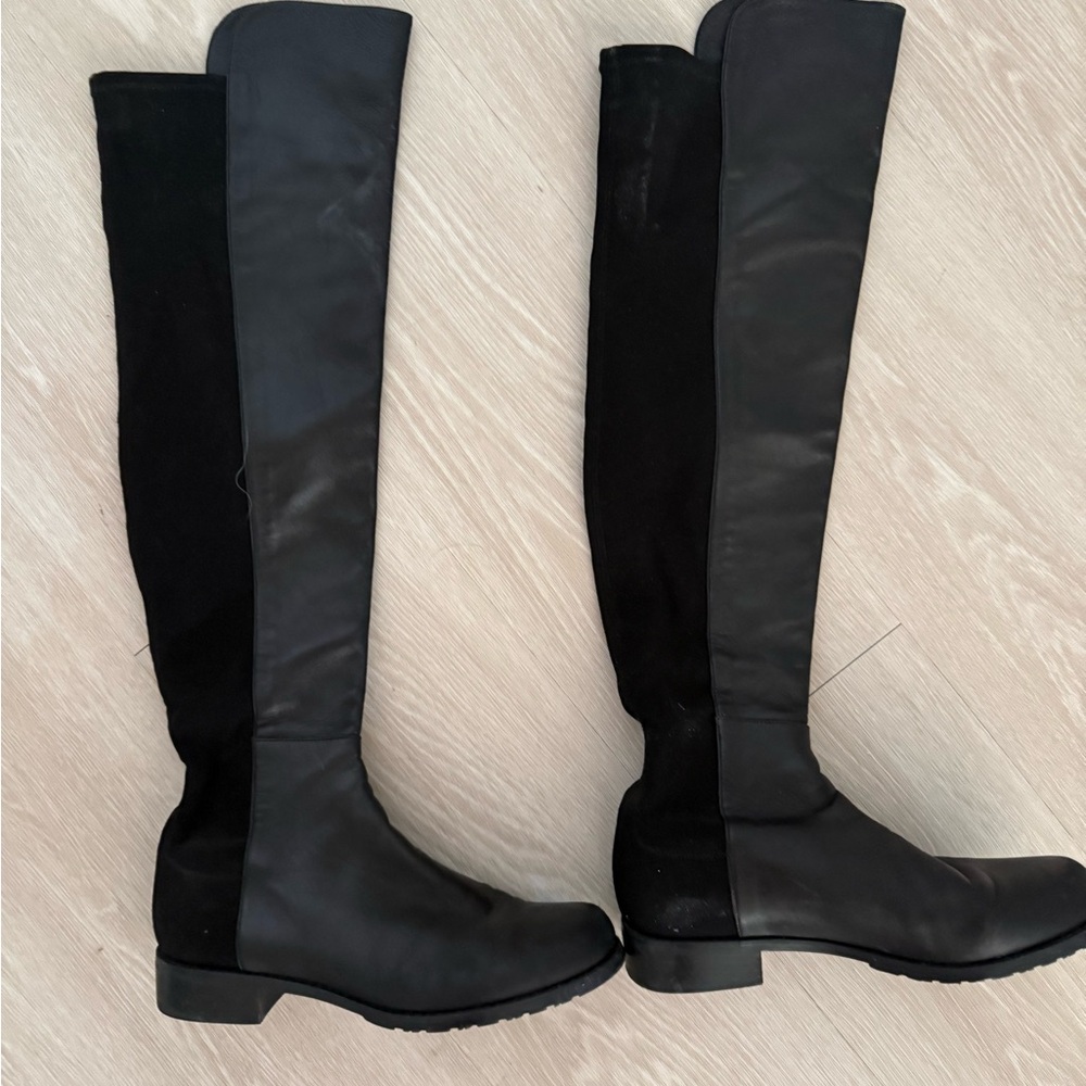 Stuart Weitzman Elegant Black Over the Knee-High Women's Boots a bag included.